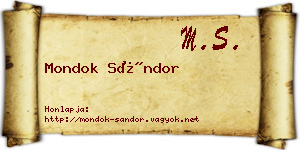 Mondok Sándor névjegykártya